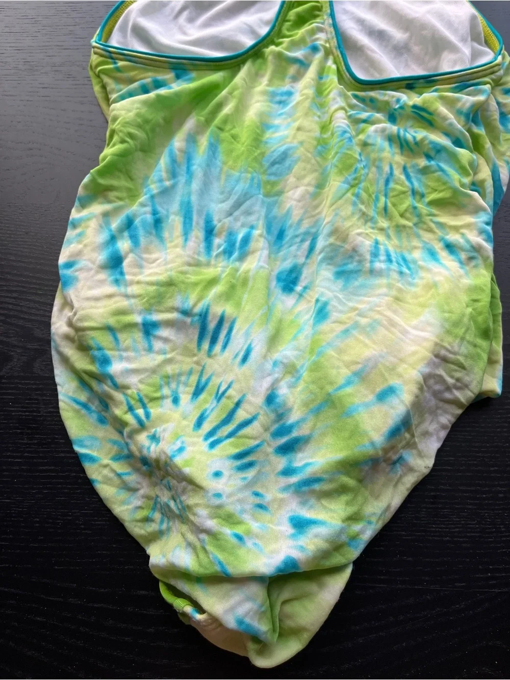 Speedo Girls Lime Green Blue Tie Dye One Piece Swimsuit Size 14 Athletic